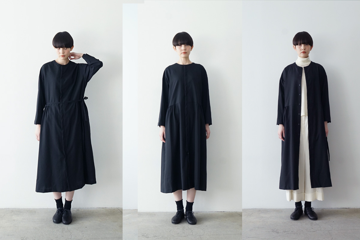 Mochiモチside gather dress [black/ma24-op-02] 