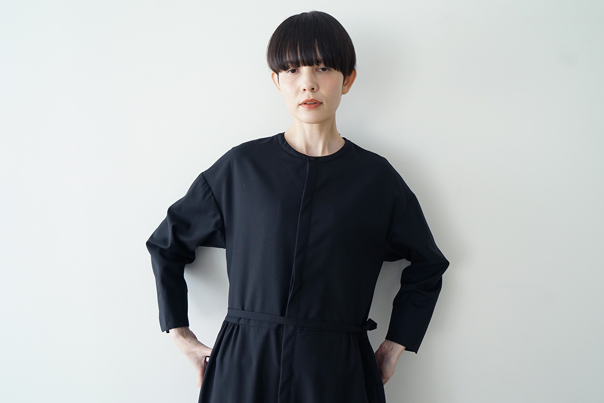 Mochiモチside gather dress [black/ma24-op-02] 