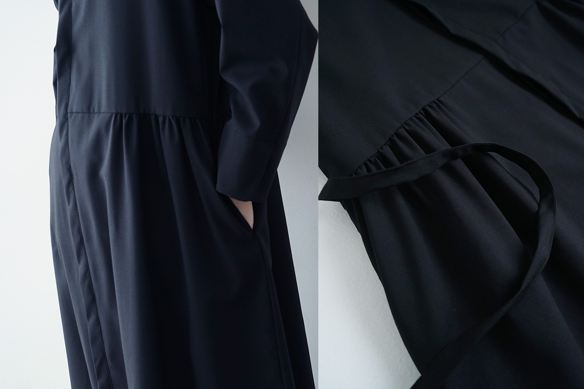 Mochiモチside gather dress [black/ma24-op-02] 