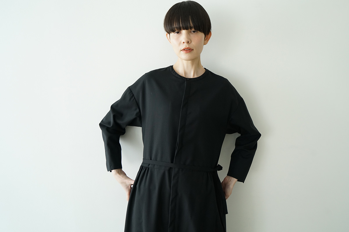 Mochiモチside gather dress [black/ma24-op-02] 