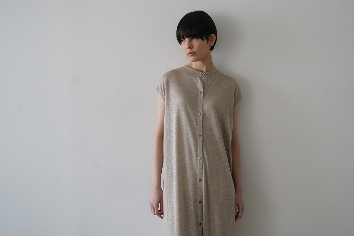 Mochiモチsleeveless knit dress [natural linen]265ms-kn-10