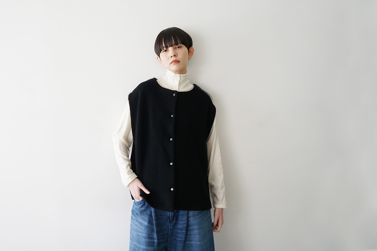 Mochiモチlib knit vest [ma26kn-02/dark mocha]