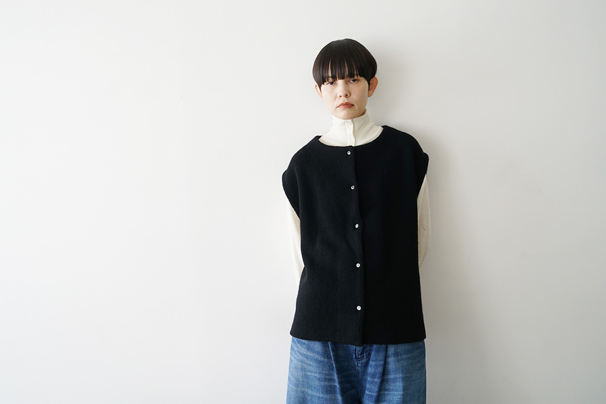 Mochiモチlib knit vest [ma26kn-02/dark mocha]