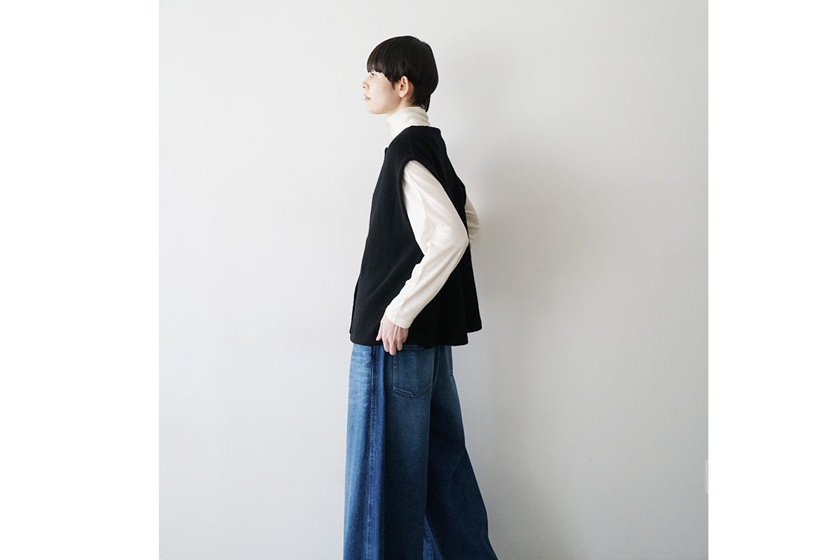 Mochiモチlib knit vest [ma26kn-02/dark mocha]
