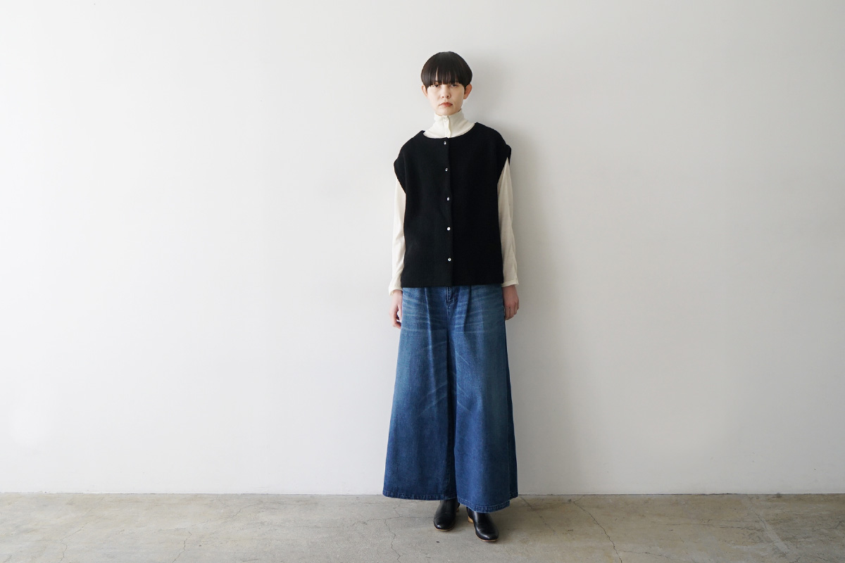 Mochiモチlib knit vest [ma26kn-02/dark mocha]