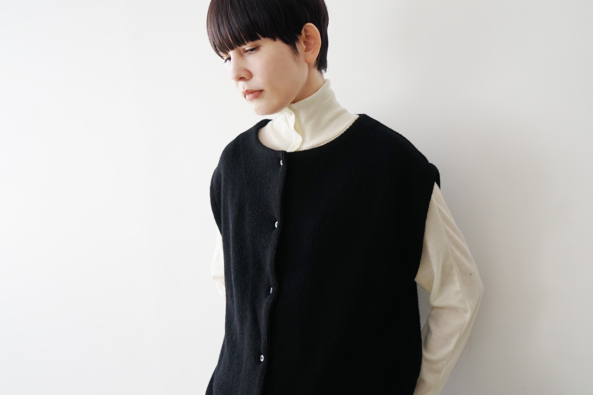 Mochiモチlib knit vest [ma26kn-02/dark mocha]