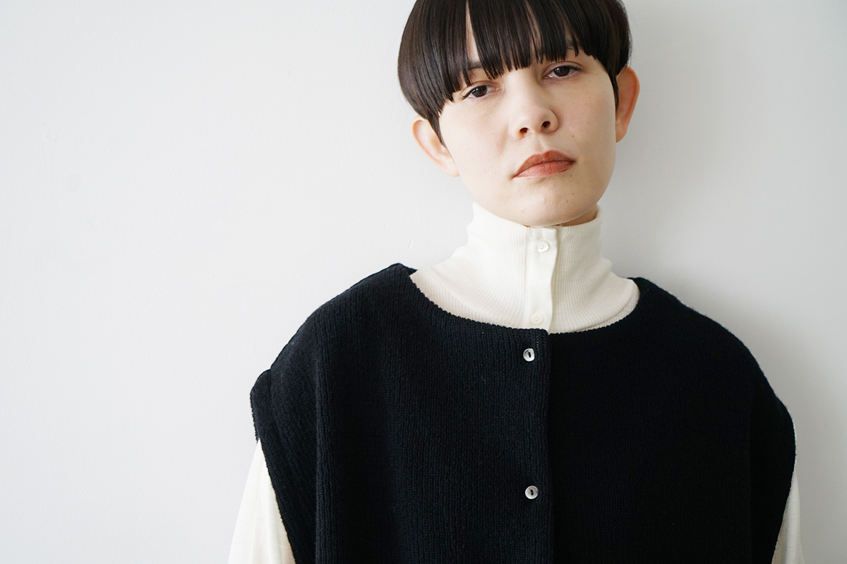 Mochiモチlib knit vest [ma26kn-02/dark mocha]