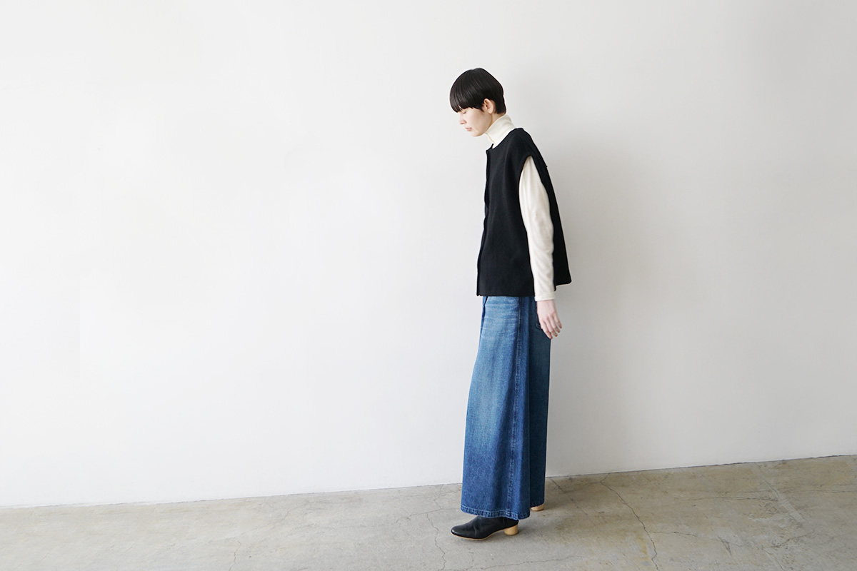 Mochiモチlib knit vest [ma26kn-02/dark mocha]