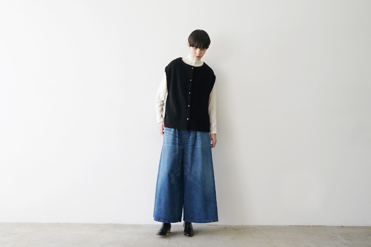 Mochiモチlib knit vest [ma26kn-02/dark mocha]