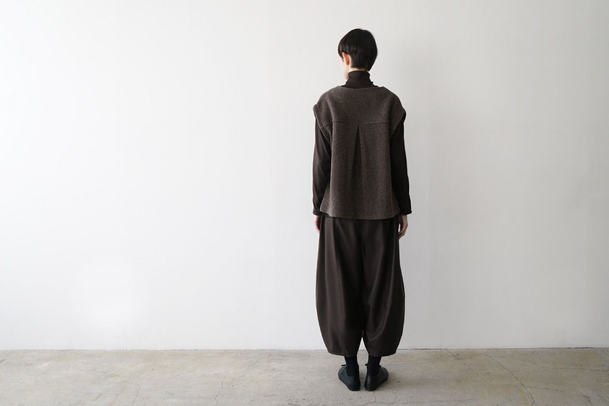 Mochiモチlib knit vest [ma26kn-02/dark mocha]