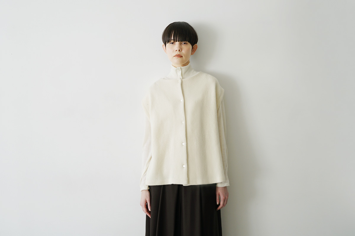 Mochiモチlib knit vest [ma26kn-02/dark mocha]