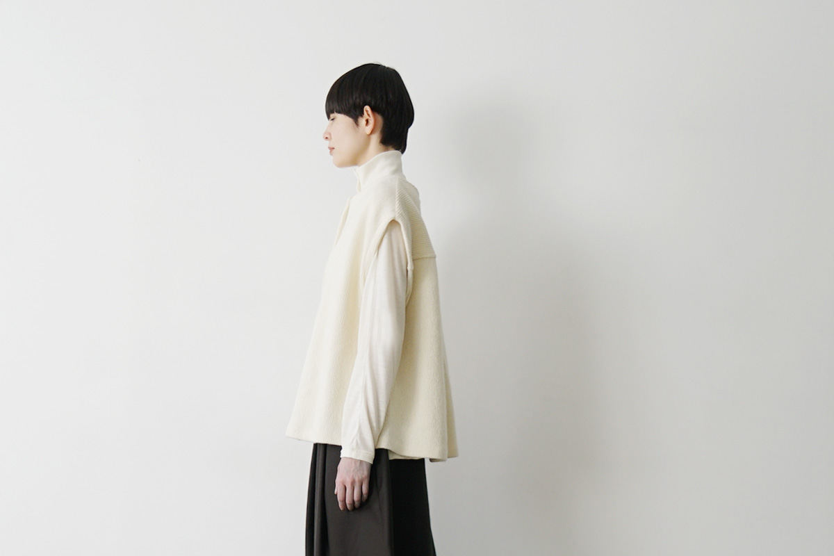 Mochiモチlib knit vest [ma26kn-02/dark mocha]