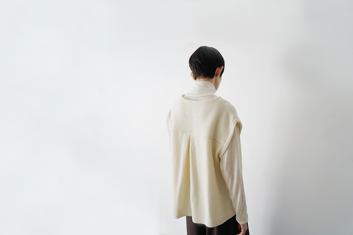 Mochiモチlib knit vest [ma26kn-02/dark mocha]