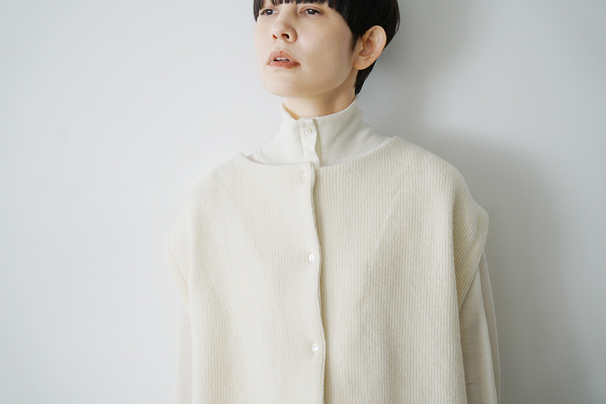 Mochiモチlib knit vest [ma26kn-02/dark mocha]