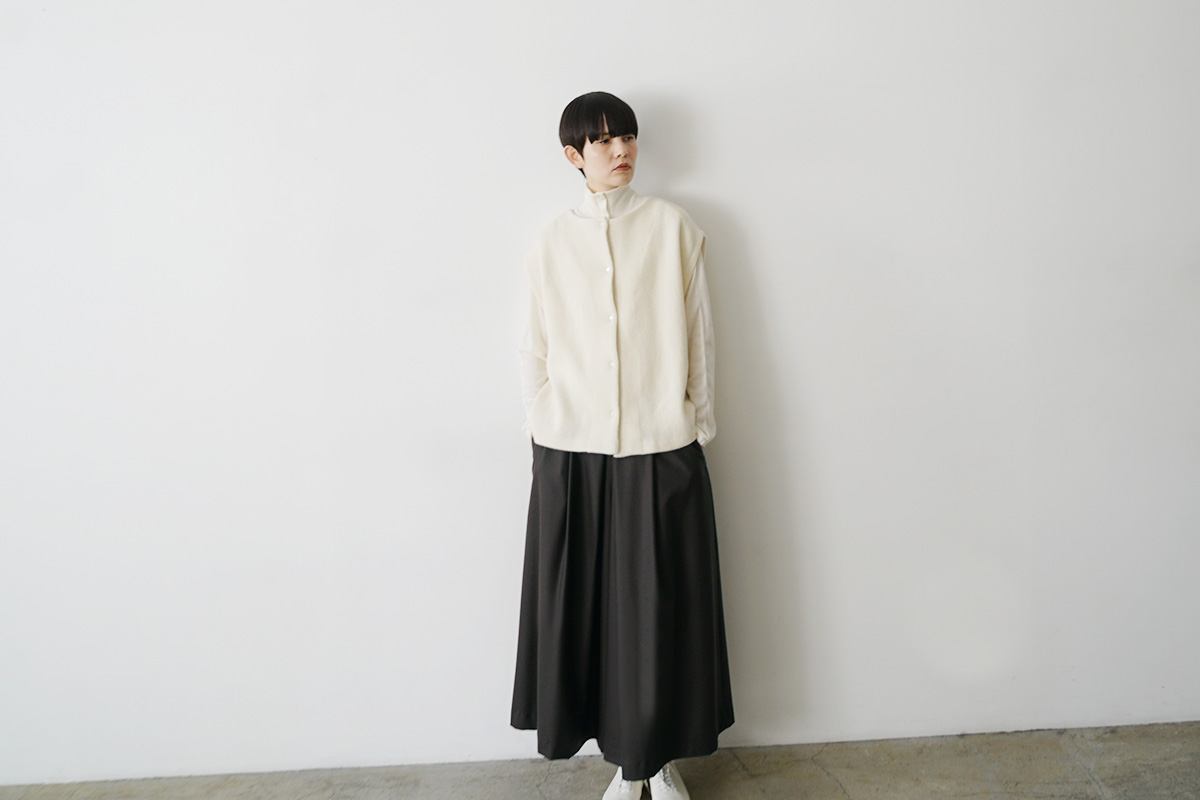 Mochiモチlib knit vest [ma26kn-02/dark mocha]