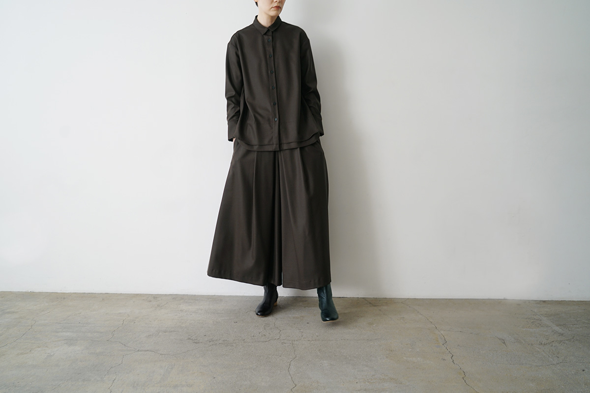  Mochiモチfront pleated culottes [dark mocha/ma26-pt-01]