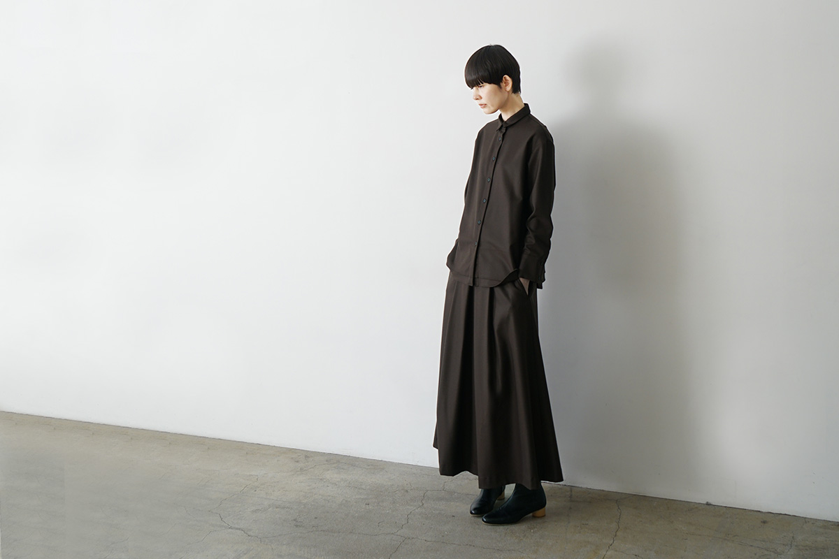  Mochiモチfront pleated culottes [dark mocha/ma26-pt-01]