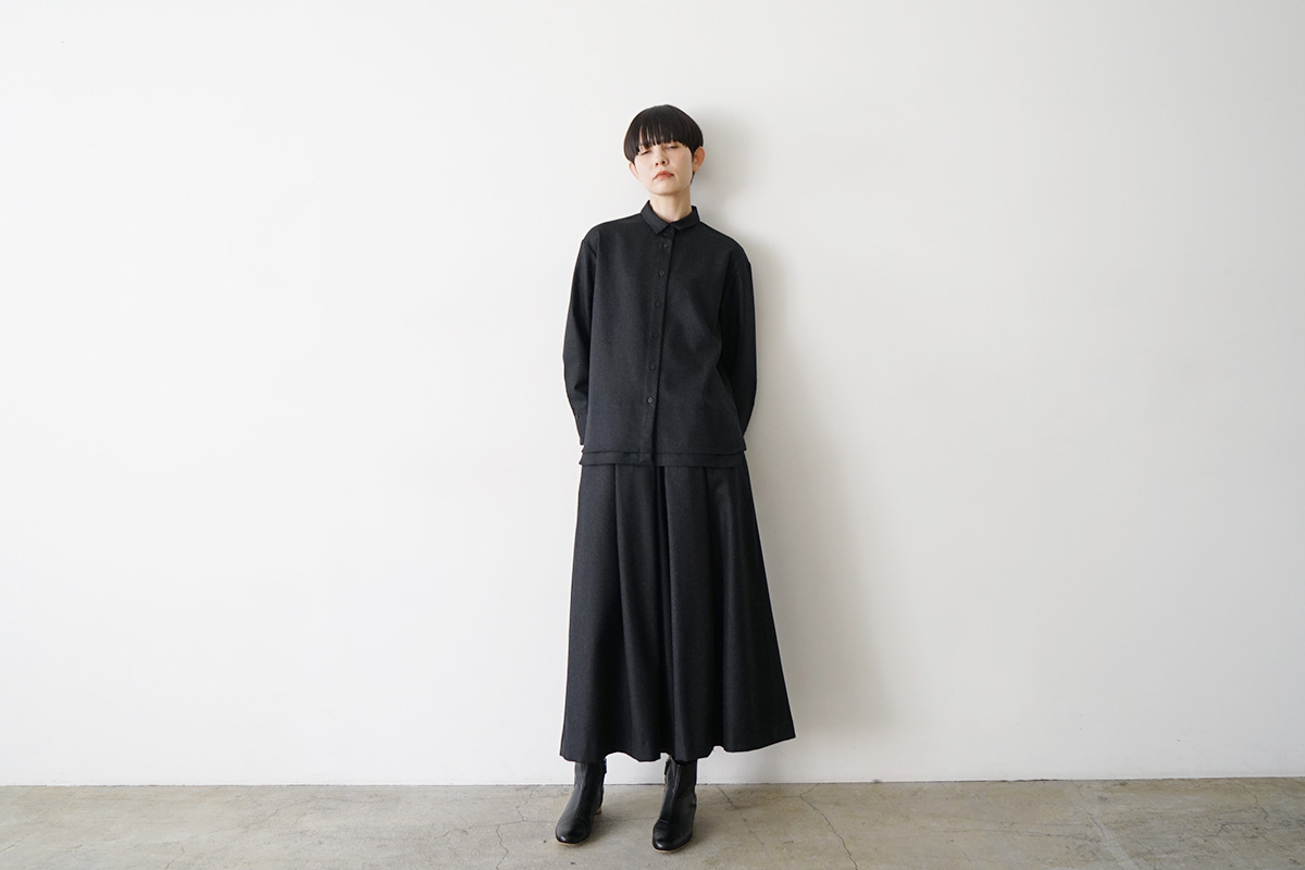  Mochiモチfront pleated culottes [dark gray/ma26-pt-01]