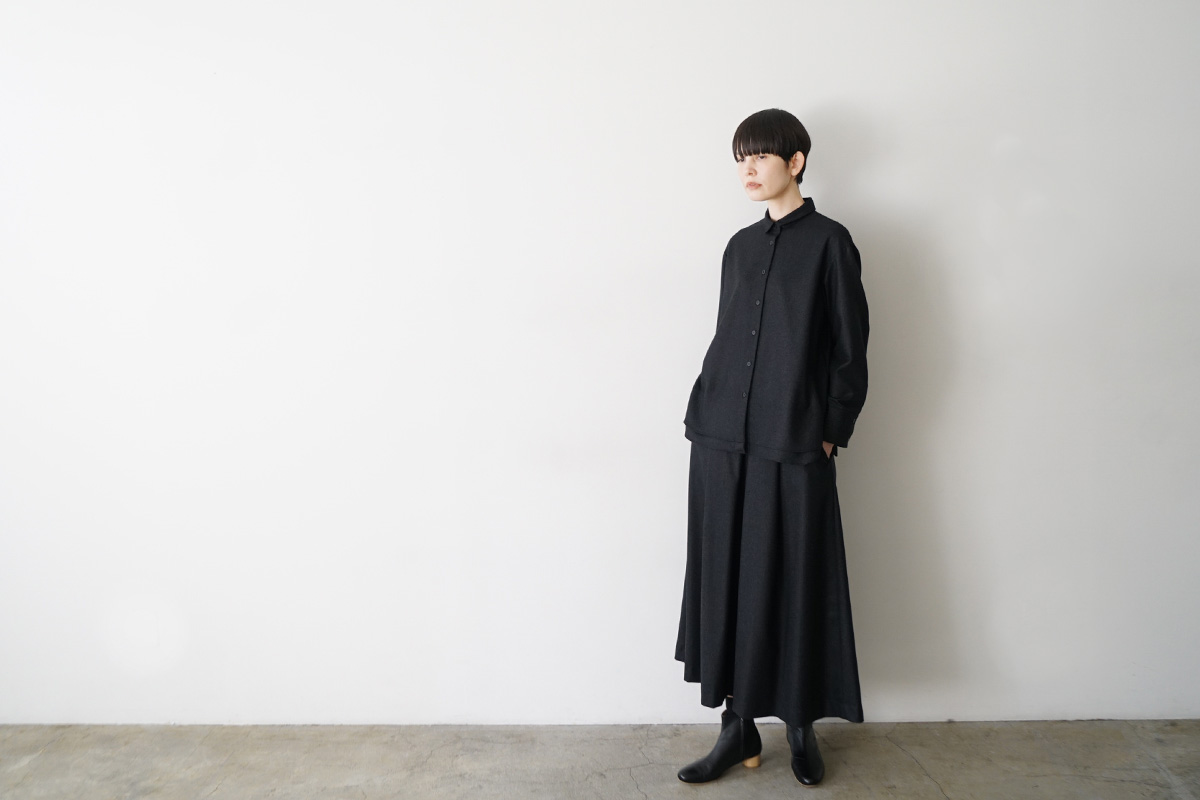  Mochiモチfront pleated culottes [dark gray/ma26-pt-01]