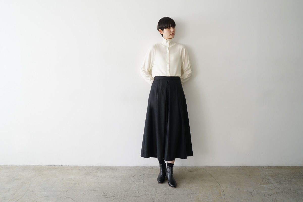  Mochiモチfront pleated culottes [dark gray/ma26-pt-01]