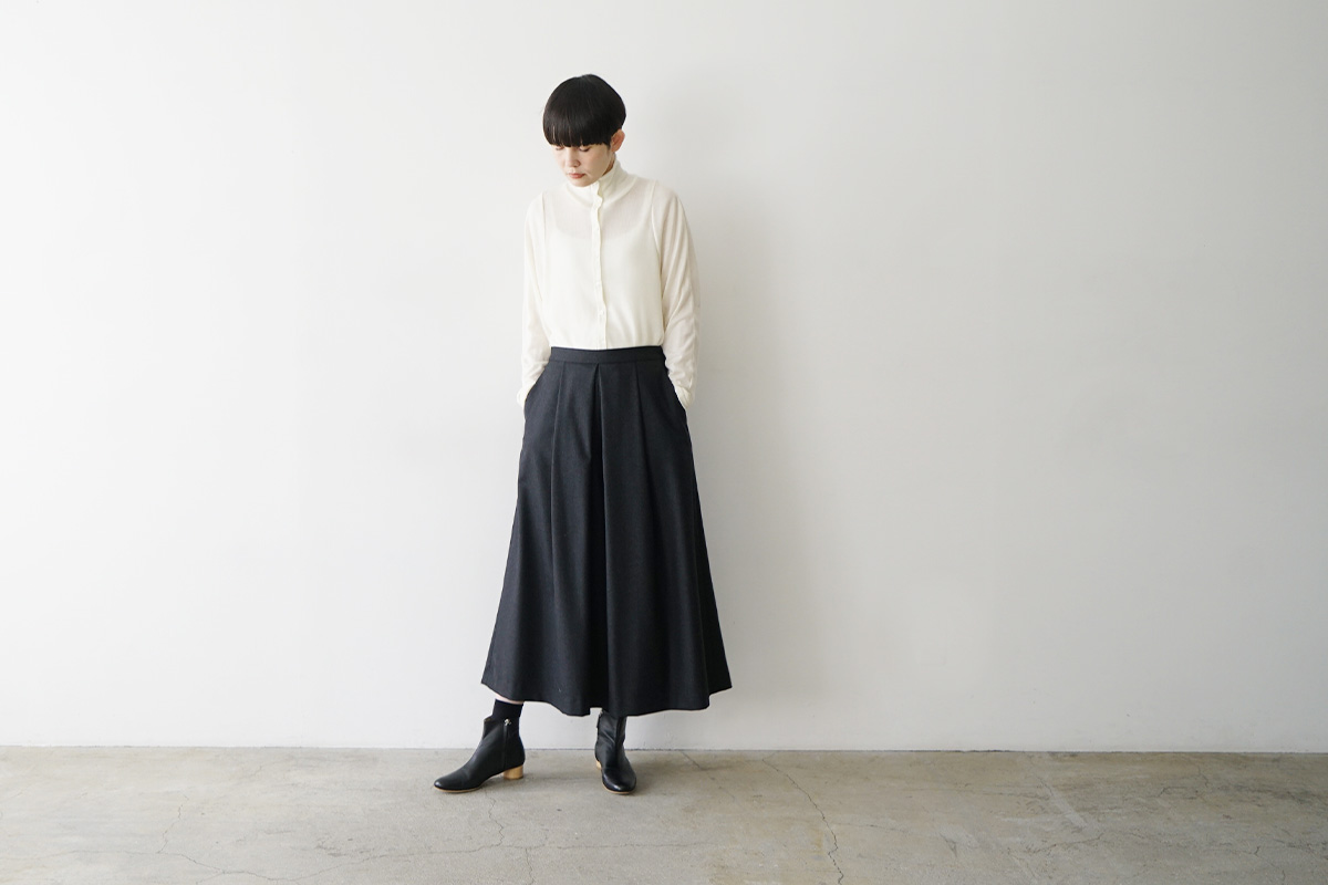  Mochiモチfront pleated culottes [dark gray/ma26-pt-01]