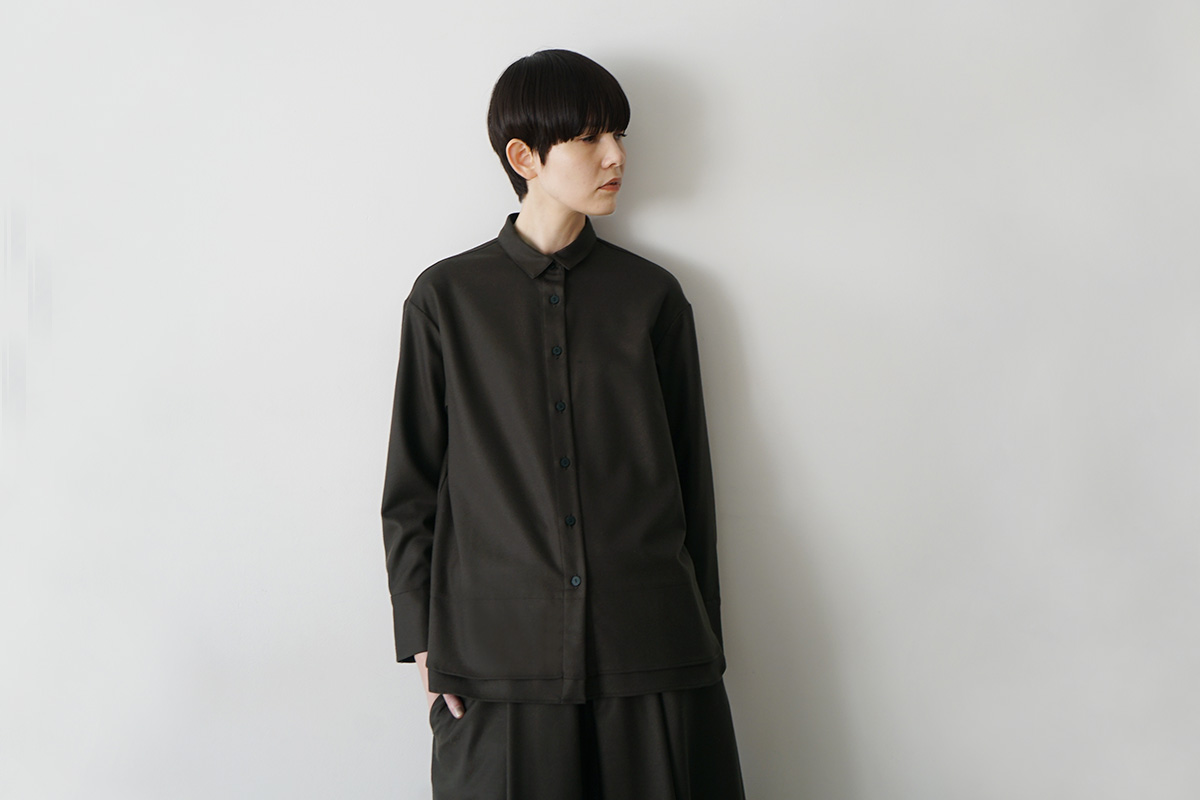 Mochiモチdouble slit shirt [dark mocha/ma25-b-01] 