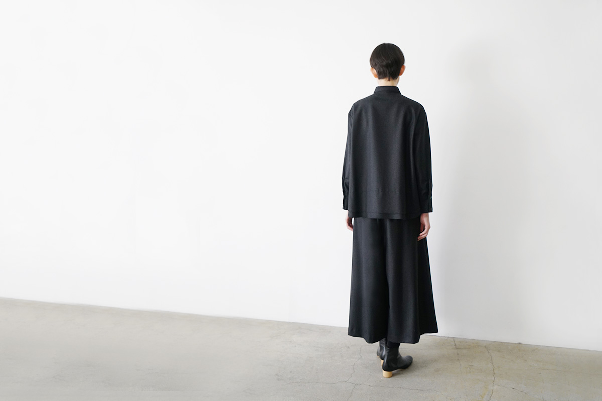Mochiモチdouble slit shirt [dark gray/ma25-b-01]