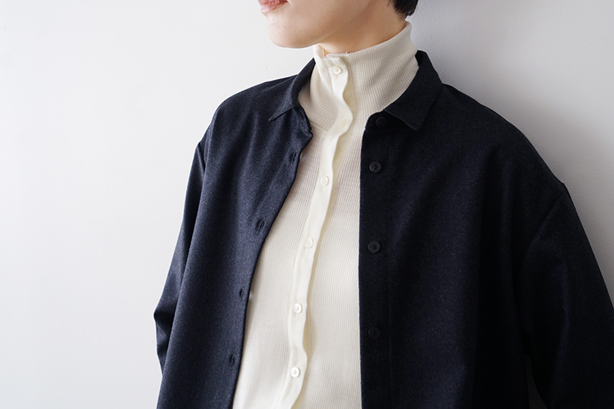 Mochiモチdouble slit shirt [dark gray/ma25-b-01]