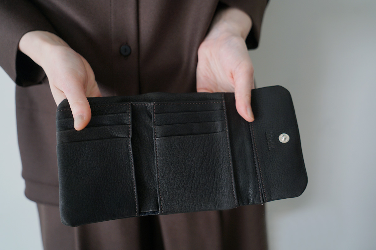 Mochiモチtrifold wallet (dark brown/ma-pro-28)鹿革 3つ折り財布