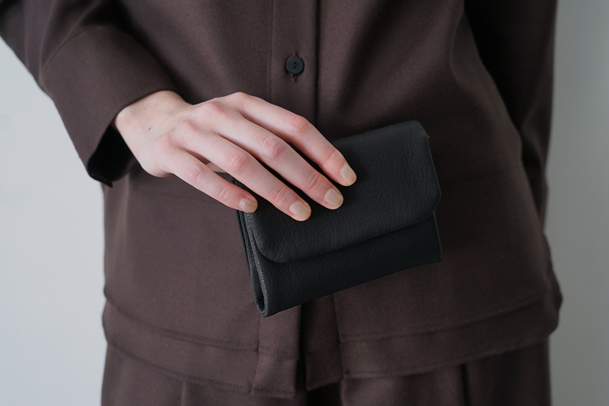 Mochiモチtrifold wallet (dark brown/ma-pro-28)鹿革 3つ折り財布
