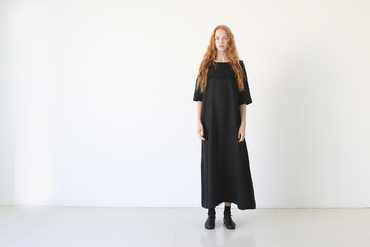 Mochi sailor linen dress [ms23-op-06/black]