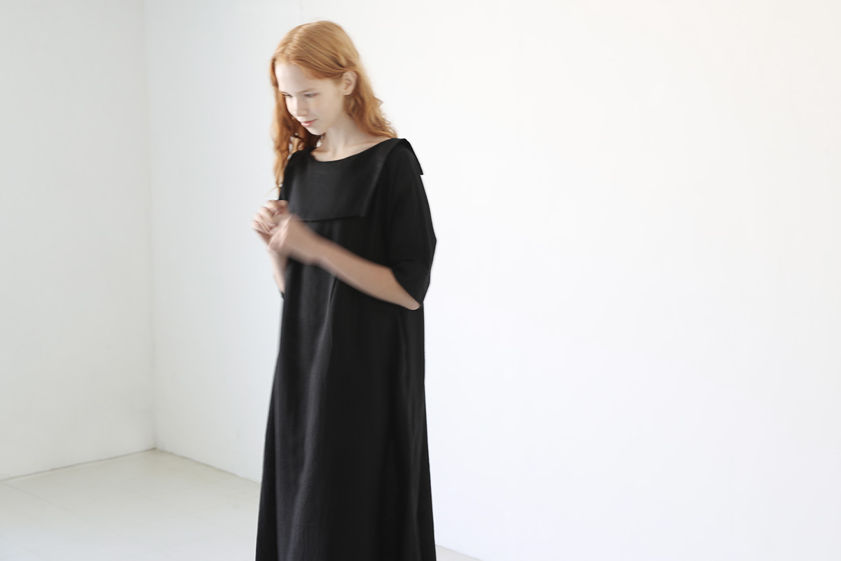 Mochi sailor linen dress [ms23-op-06/black]