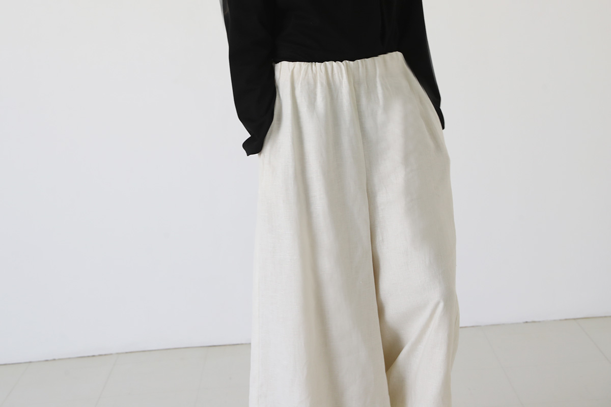 Mochi gathered wide pants [ms23-pt-01/off white]