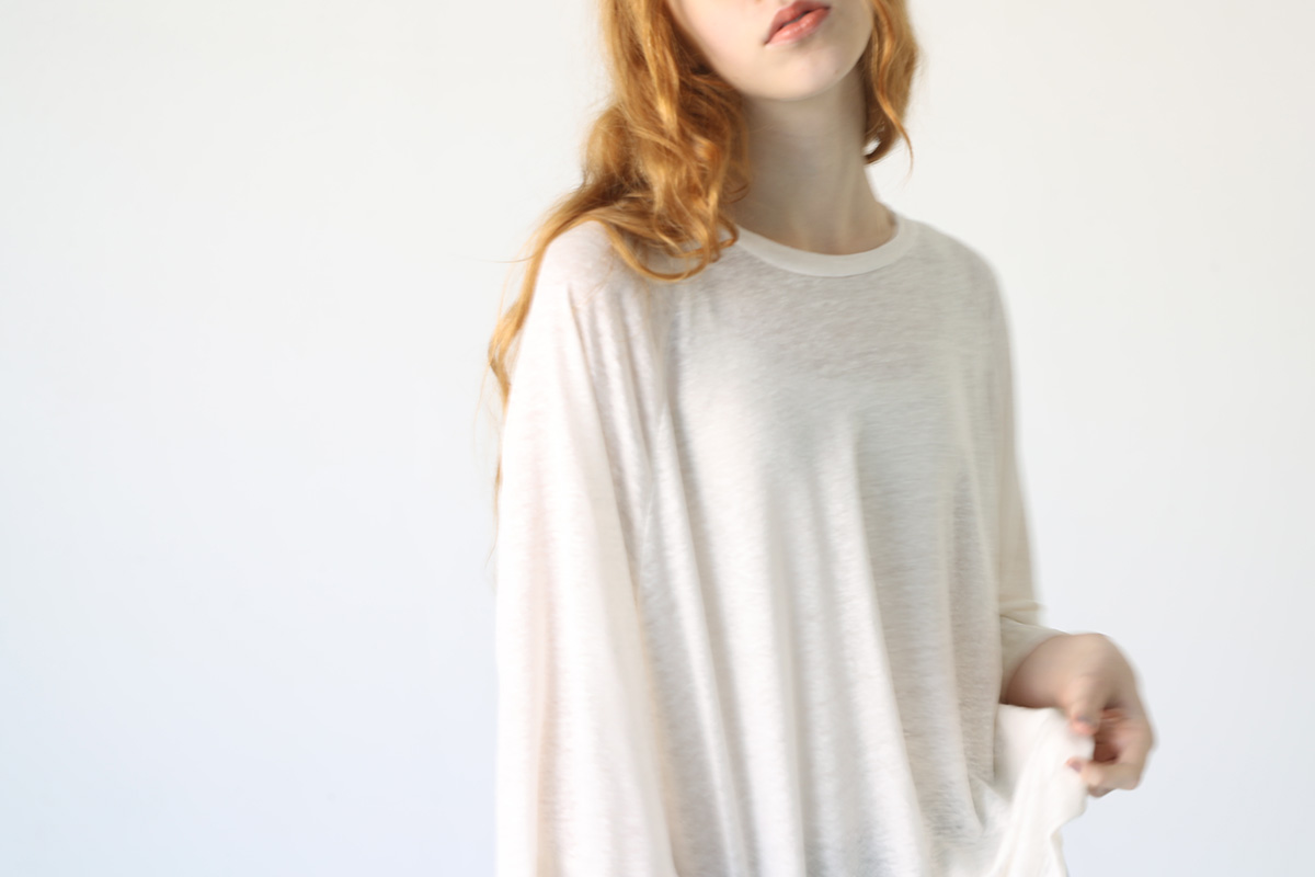 Mochi raglan sleeve linen t-shirt [ms23-kn-02/off white]