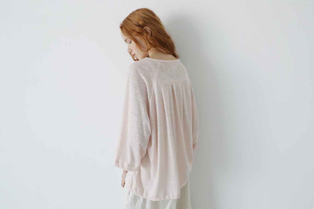 Mochi raglan sleeve linen t-shirt [ms23-kn-02/pink]