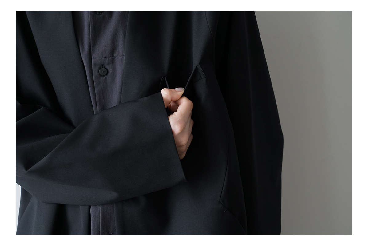 VU ヴウ no collar jacket vu-s23-j17[BLACK]