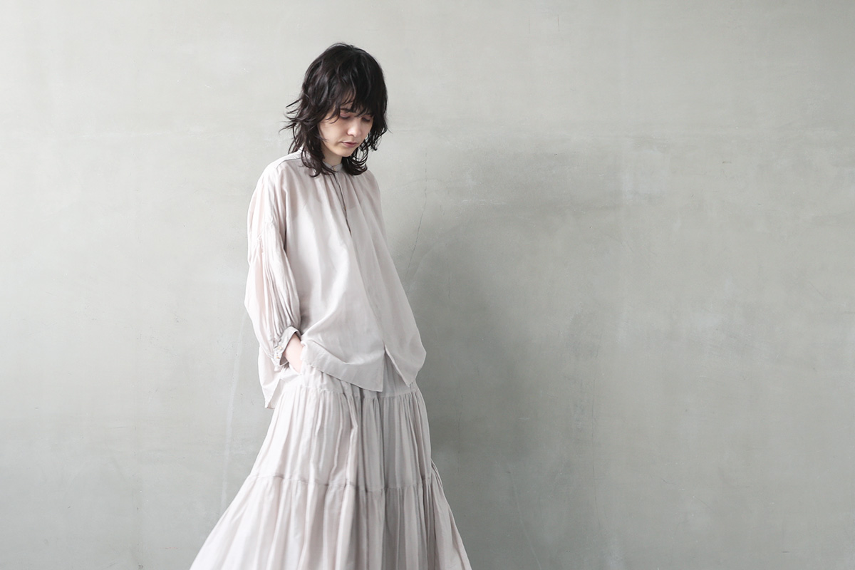 suzuki takayuki, スズキタカユキ, puff-sleeve blouse [S231-08/ice grey]
