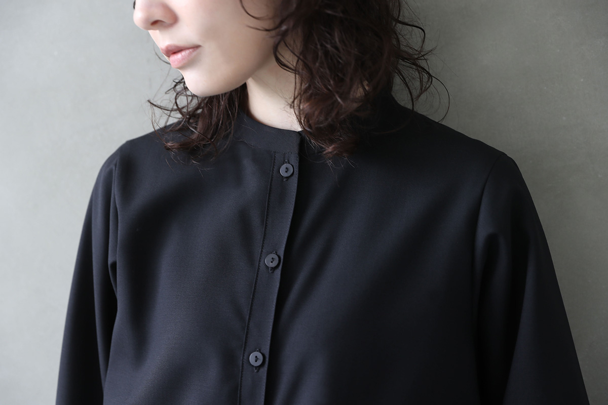 Mochi モチ tuck shirt dress [black]