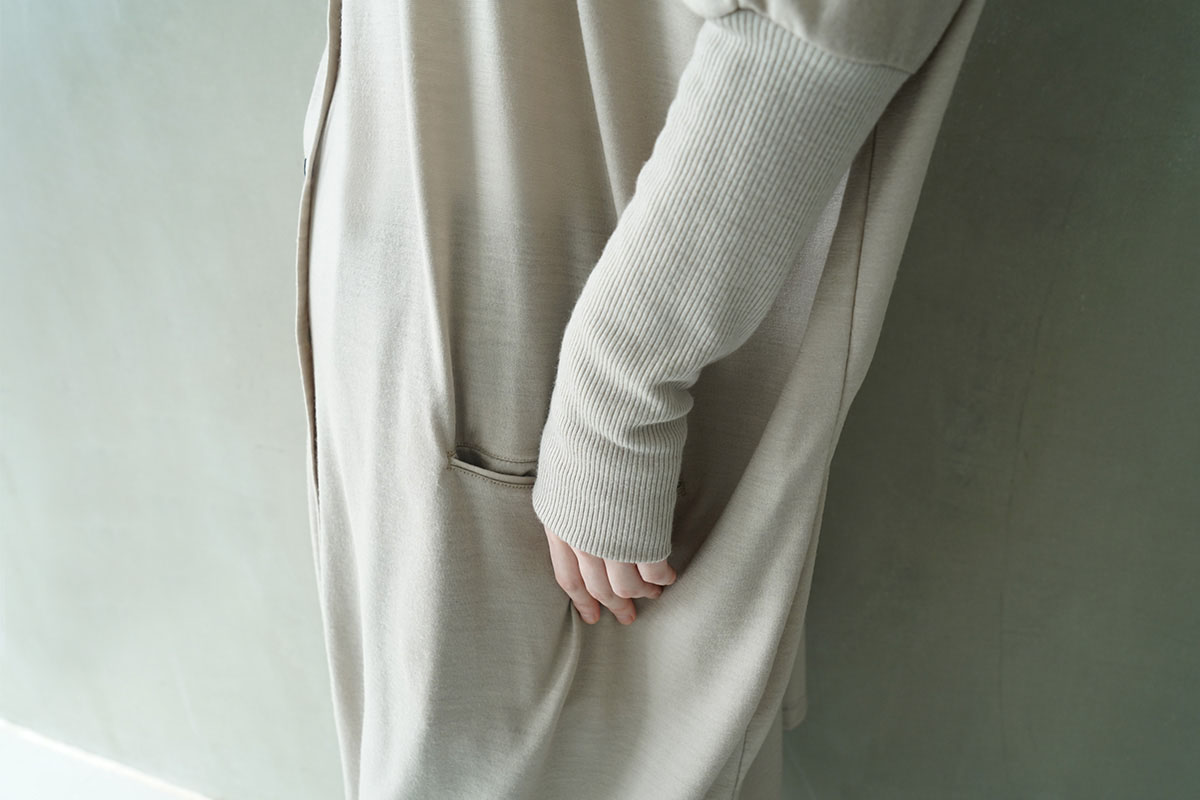 Mochi モチ dolman long knit cardigan [grey beige]
