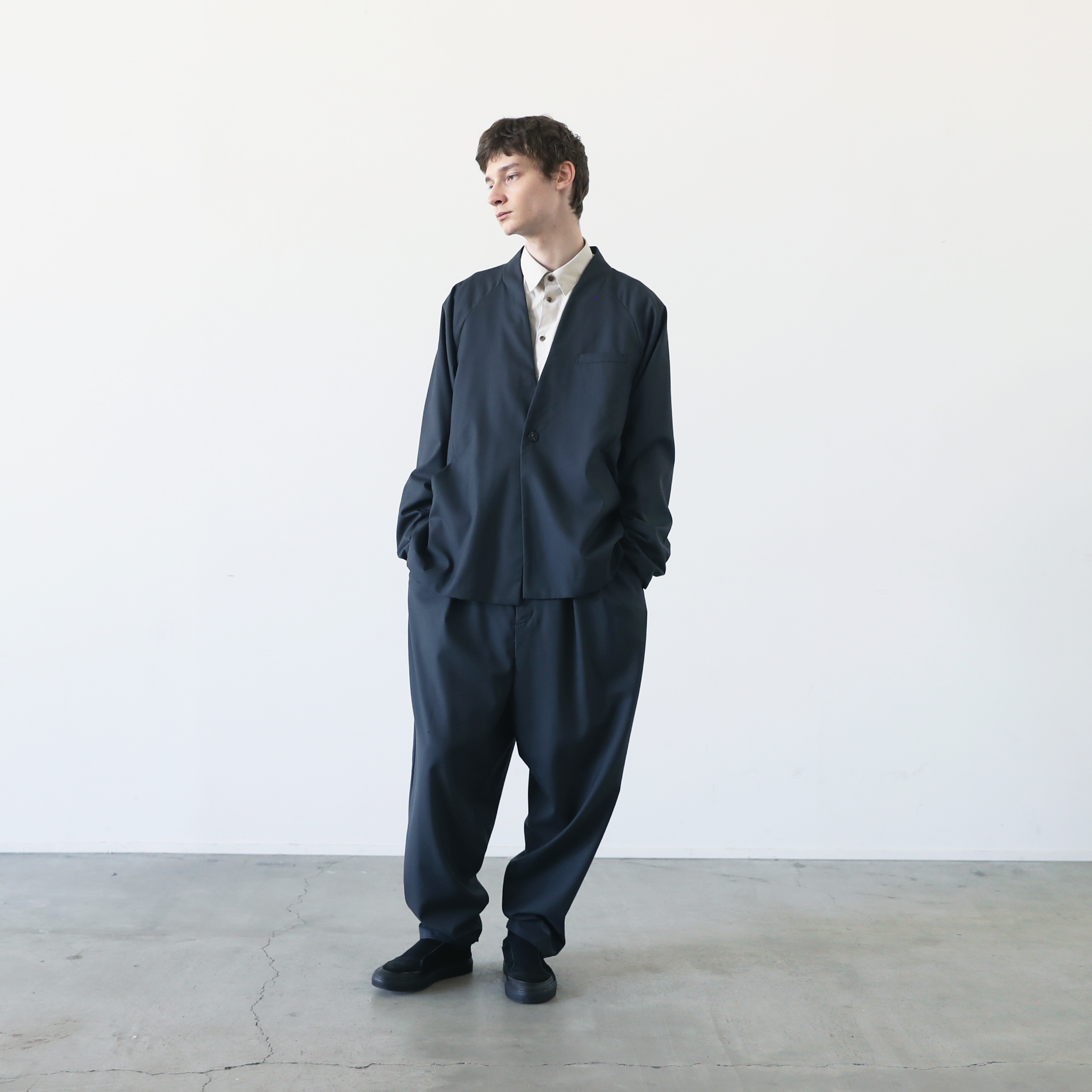 VU ヴウ no collar jacket vu-a23-j15[MOSS DARK GRAY]