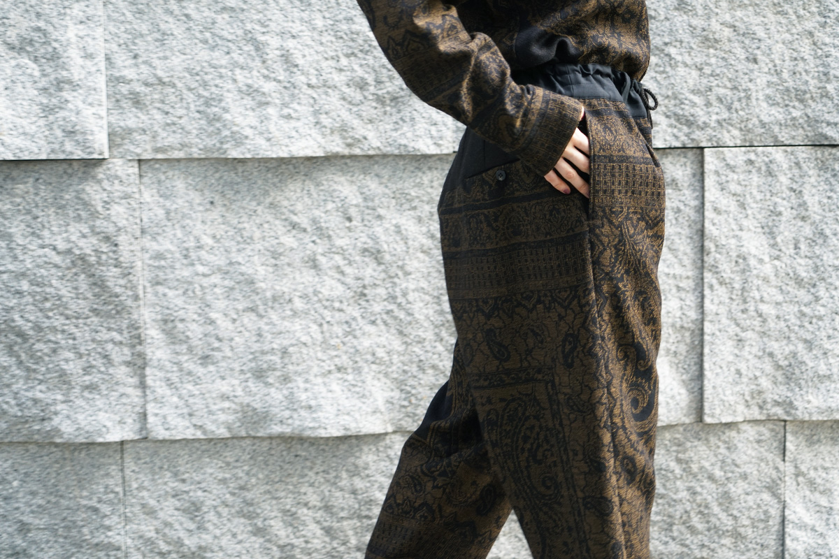 YANTOR ヤントル Tibetan Paisley Jacquard Himo Pants [Y235PT13/DARK 