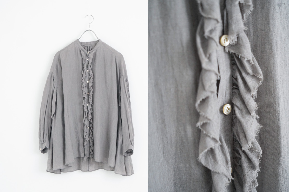 suzuki takayuki スズキタカユキ 通販 ドレス ブラウス スカート パンツ frilled blouse [A241-01/silver grey]
