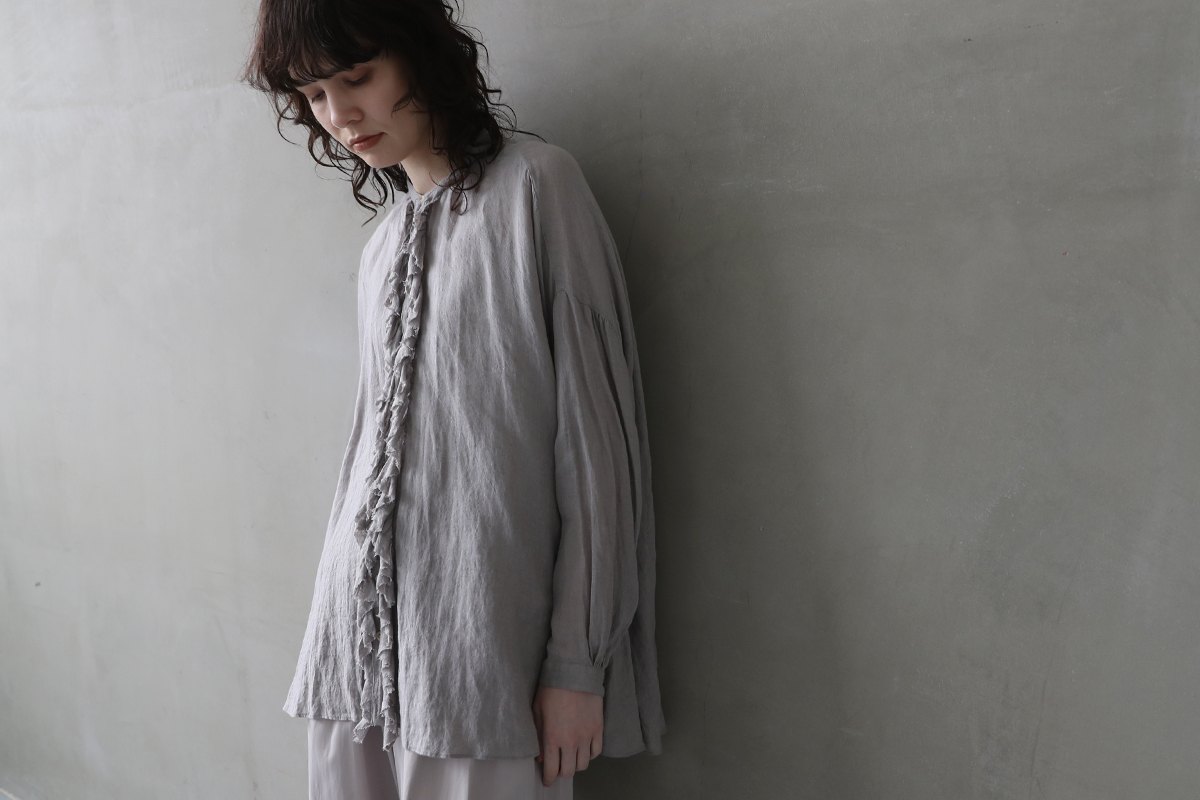 suzuki takayuki スズキタカユキ 通販 ドレス ブラウス スカート パンツ frilled blouse [A241-01/silver grey]