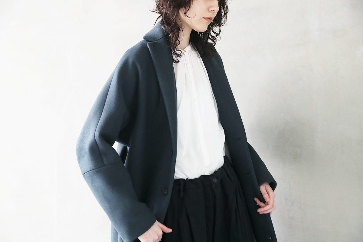 suzuki takayuki スズキタカユキ 通販 ドレス ブラウス スカート パンツ tailored-collar coat [A241-23/brine blue]