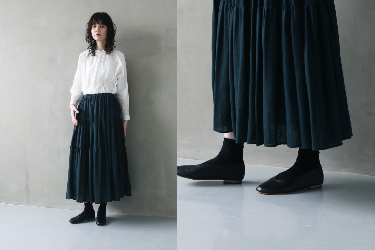suzuki takayuki スズキタカユキ 通販 ドレス ブラウス スカート パンツ tiered skirt [A241-26/brine blue]