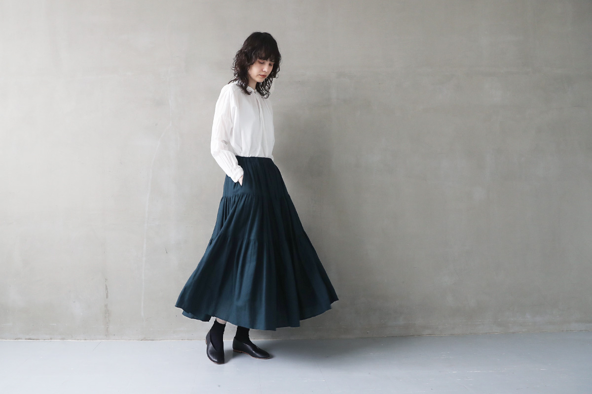 きずありとしましたsuzuki takayuki  tiered skirt Brine Blue
