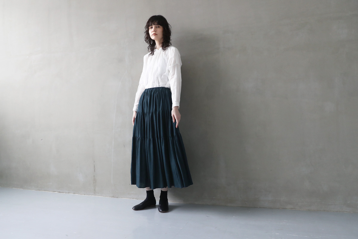 suzuki takayuki, スズキタカユキ, tiered skirt [A241-26/brine blue]