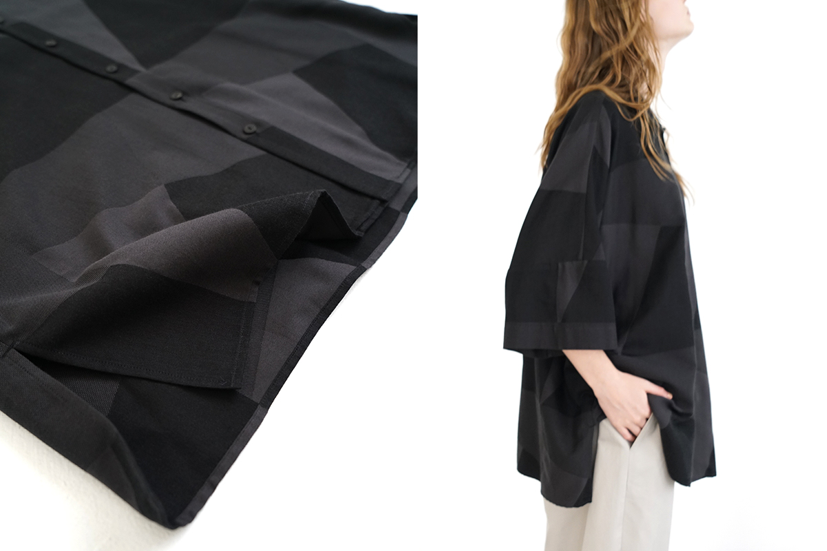 VU ヴウ geometric dolman shirt  [charcoal×black］幾何学ドルマンシャツ vu-s24-s02