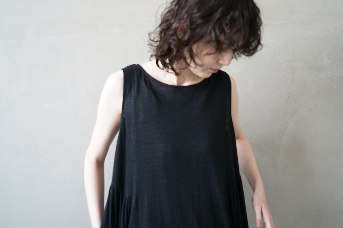 suzuki takayuki スズキタカユキ linen dress [S-241-02/black] リネンドレス