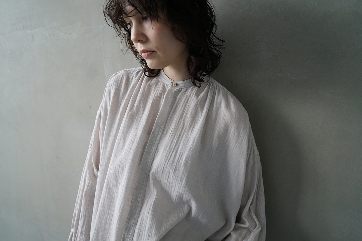 suzuki takayuki スズキタカユキ over blouse I [S-241-08/ice grey